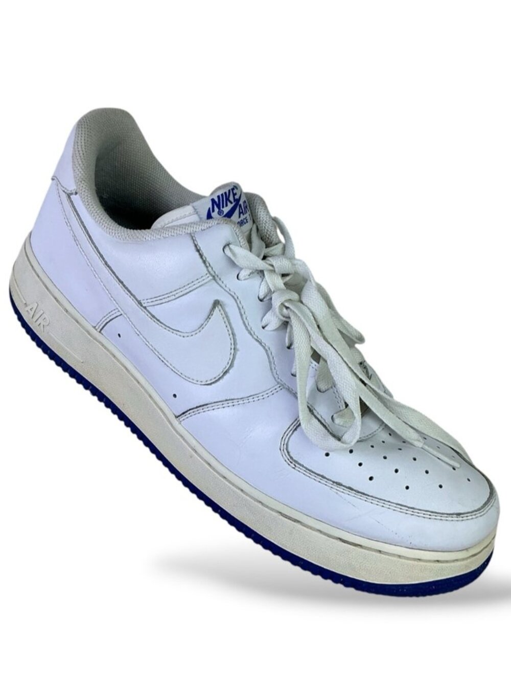 Nike Air Force 1 sneakers Vintage 2008 Leather Low Top white blue Men Size 12